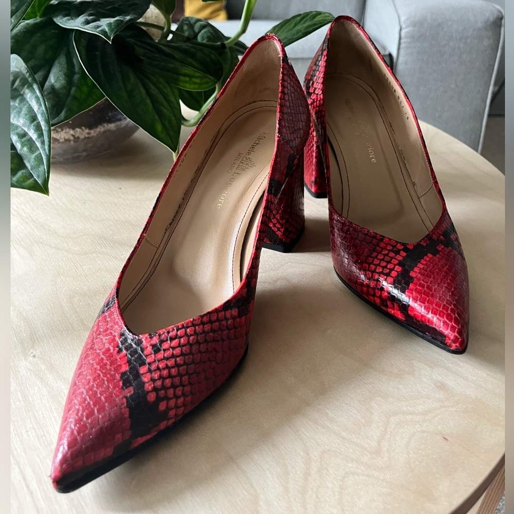 Michele Lopriore Red Snakeskin Heels
